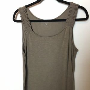 LOFT Brown Ruffle Tank Top